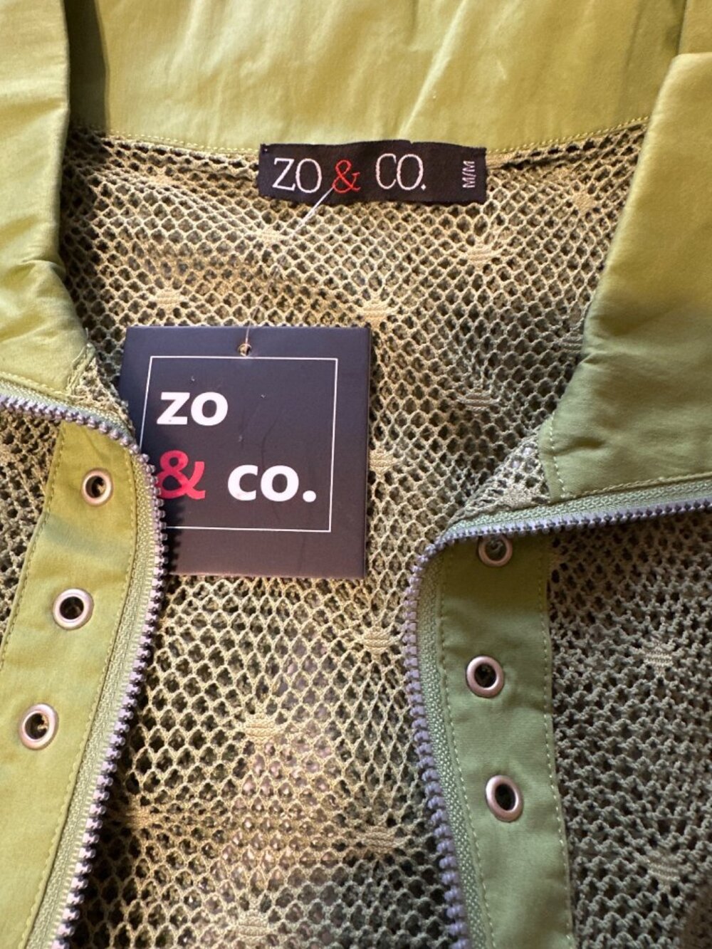 Zo & Co. Womens Lime Green Sleeveless Mesh Zip-Up Vest With Pockets Size M - Picture 5 of 5